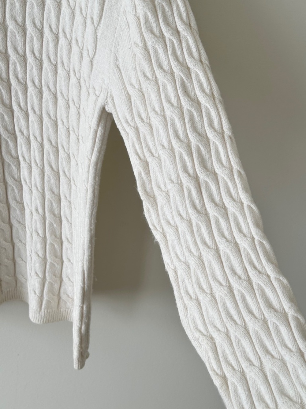 Nordstrom Cream White Organic Cotton & Merino Wool Cable Knit Crewneck Sweater - Picture 14 of 16